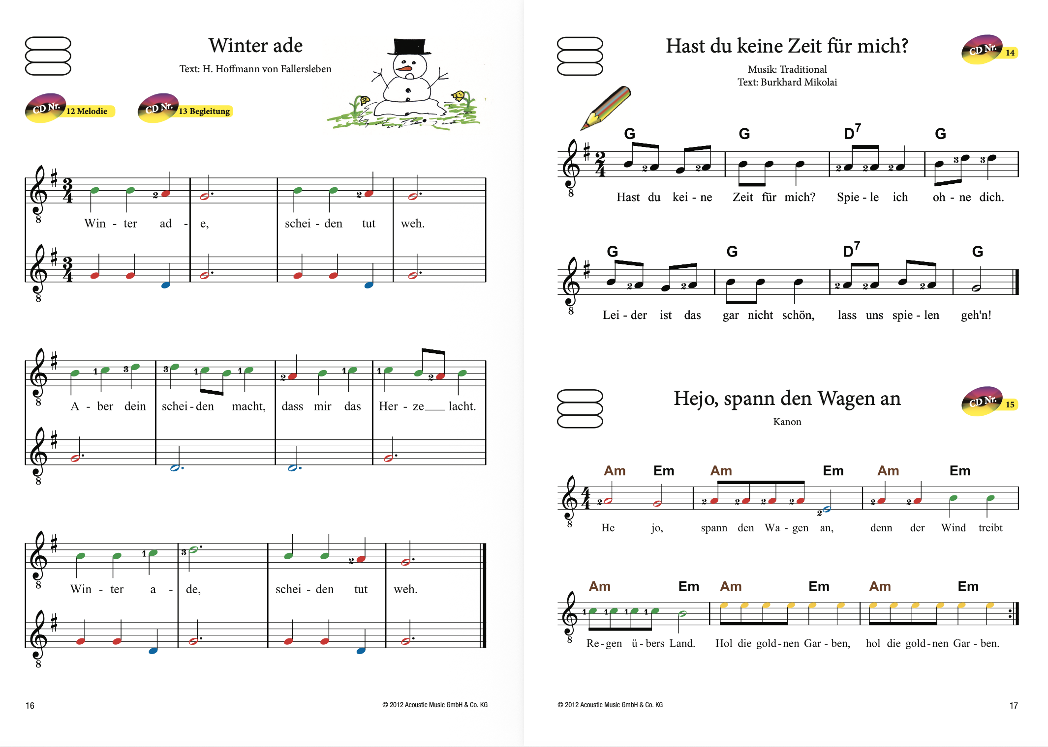 Doppelseite aus Die bunte Gitarrenschule Band 2, Seiten 16 und 17